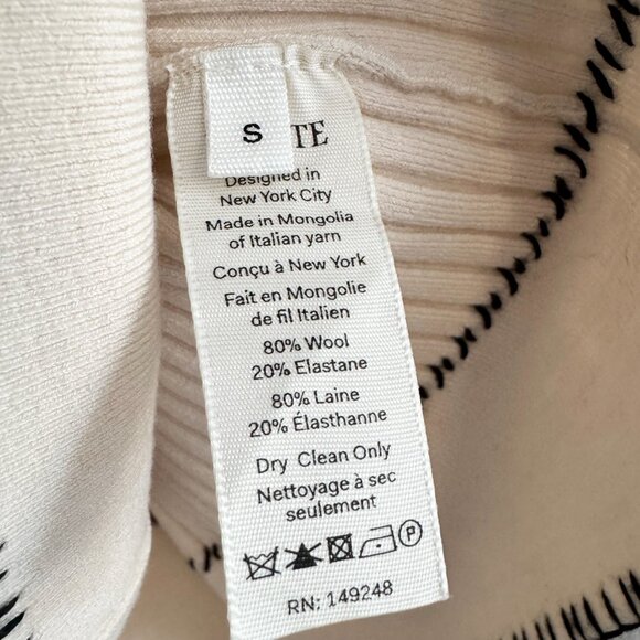 KHAITE "Teagan" Ribbed Merino Wool-blend Cardigan in Cream, size Small (fits XS) - Picture 9 of 11